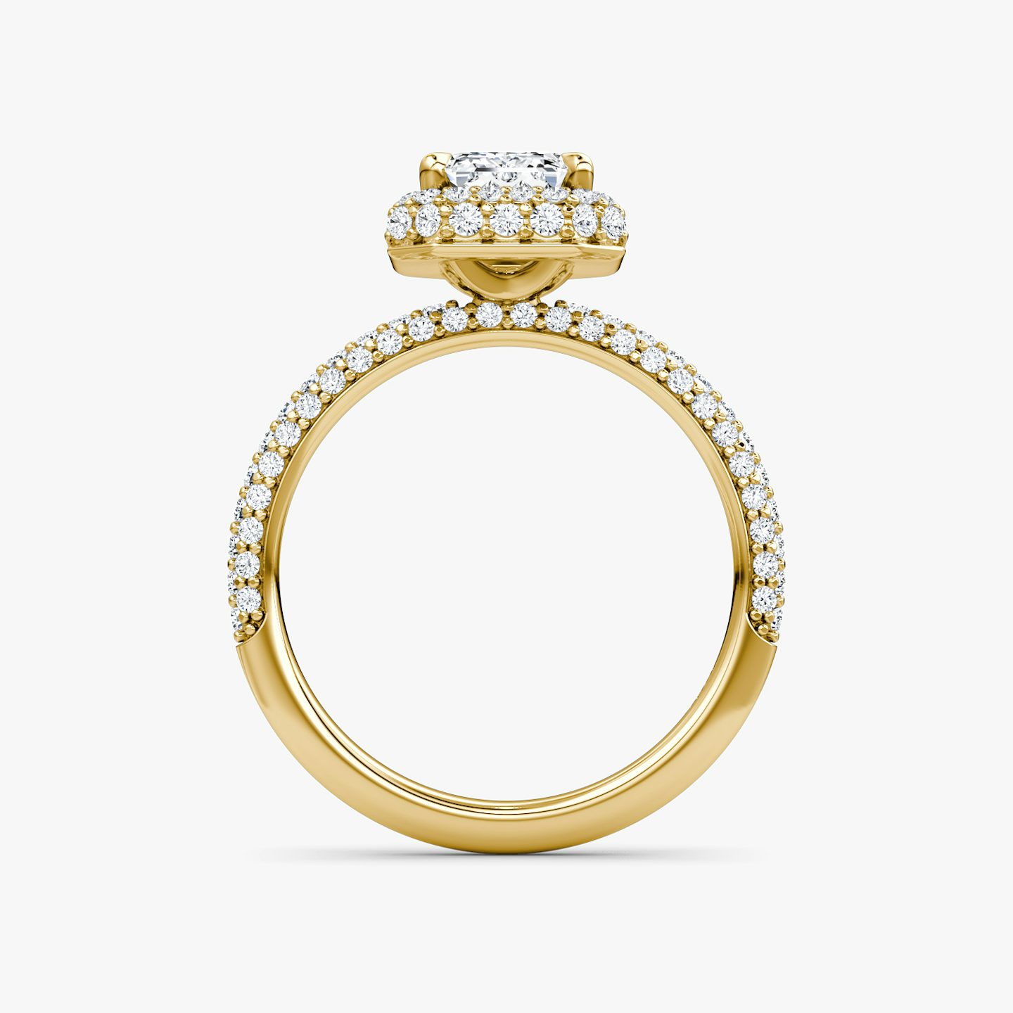 Anillo de compromiso Halo Dome | Esmeralda | 18k | Oro amarillo de 18 quilates | Orientación de diamante: vertical | Peso en quilates: Ver stock total