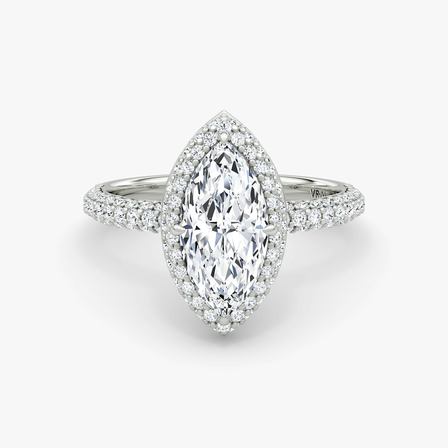 The Halo Dome | Pavé Marquise | Platinum | Diamond orientation: vertical | Carat weight: See full inventory