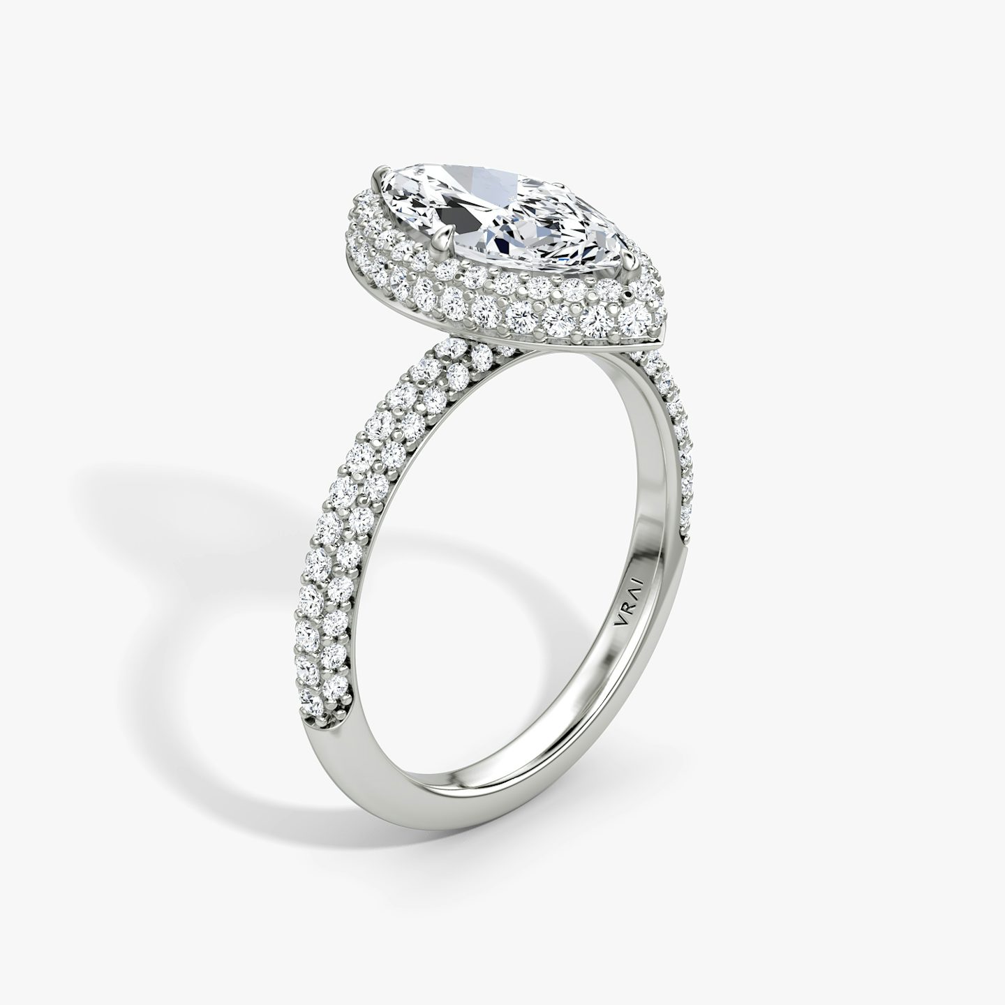 The Halo Dome | Pavé Marquise | 18k | 18k White Gold | Band: Pavé | Diamond orientation: vertical | Carat weight: See full inventory