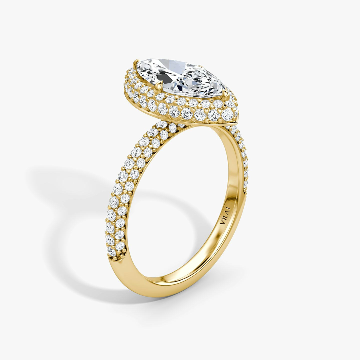 The Halo Dome | Pavé Marquise | 18k | 18k Yellow Gold | Diamond orientation: vertical | Carat weight: See full inventory