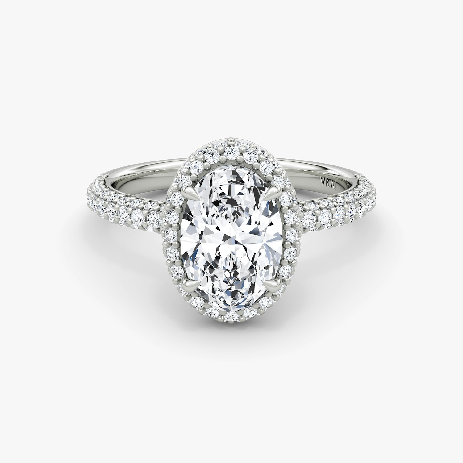 Halo Dome Oval Engagement Ring | 18k White Gold