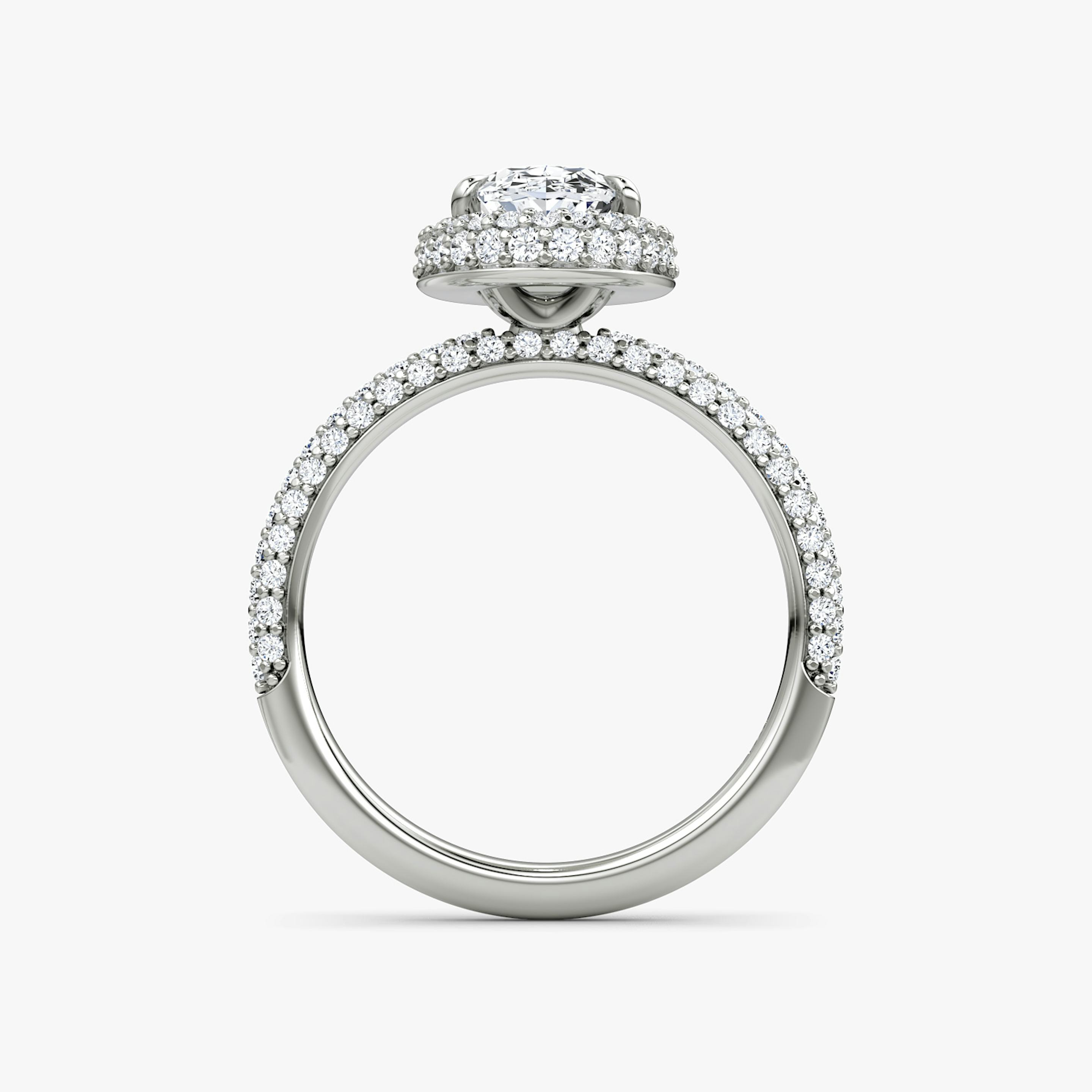 The Halo Dome | Oval | 18k | 18k White Gold | Diamond orientation: vertical | Carat weight: See full inventory