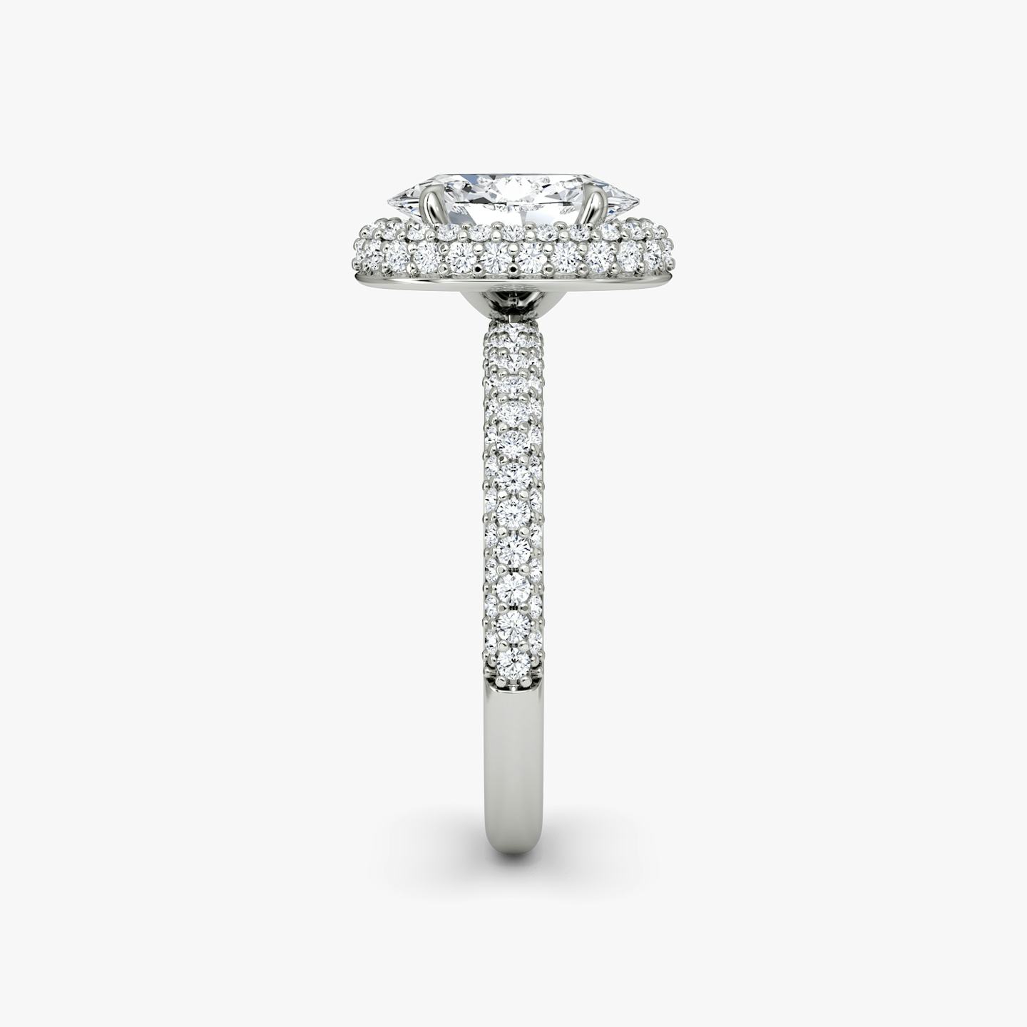 Bague de fiançailles Halo Dome | Ovale | 18k | Or blanc 18 carats | Orientation du diamant: vertical | Poids en carats: Voir le stock total
