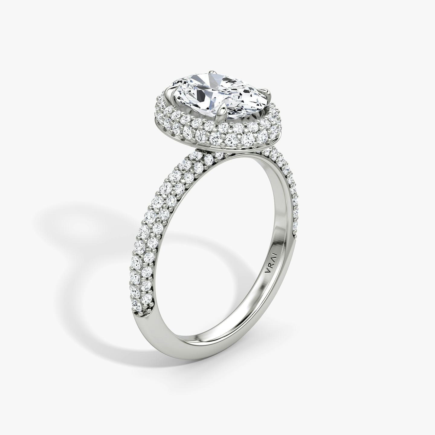 The Halo Dome | Oval | 18k | 18k White Gold | Diamond orientation: vertical | Carat weight: See full inventory