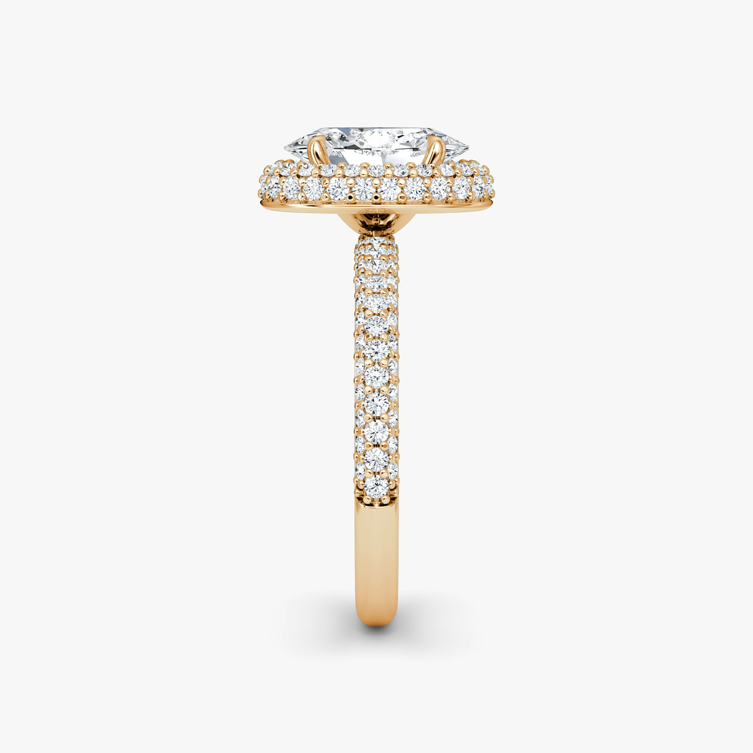 The Halo Dome | Oval | 14k | 14k Rose Gold | Diamond orientation: vertical | Carat weight: See full inventory