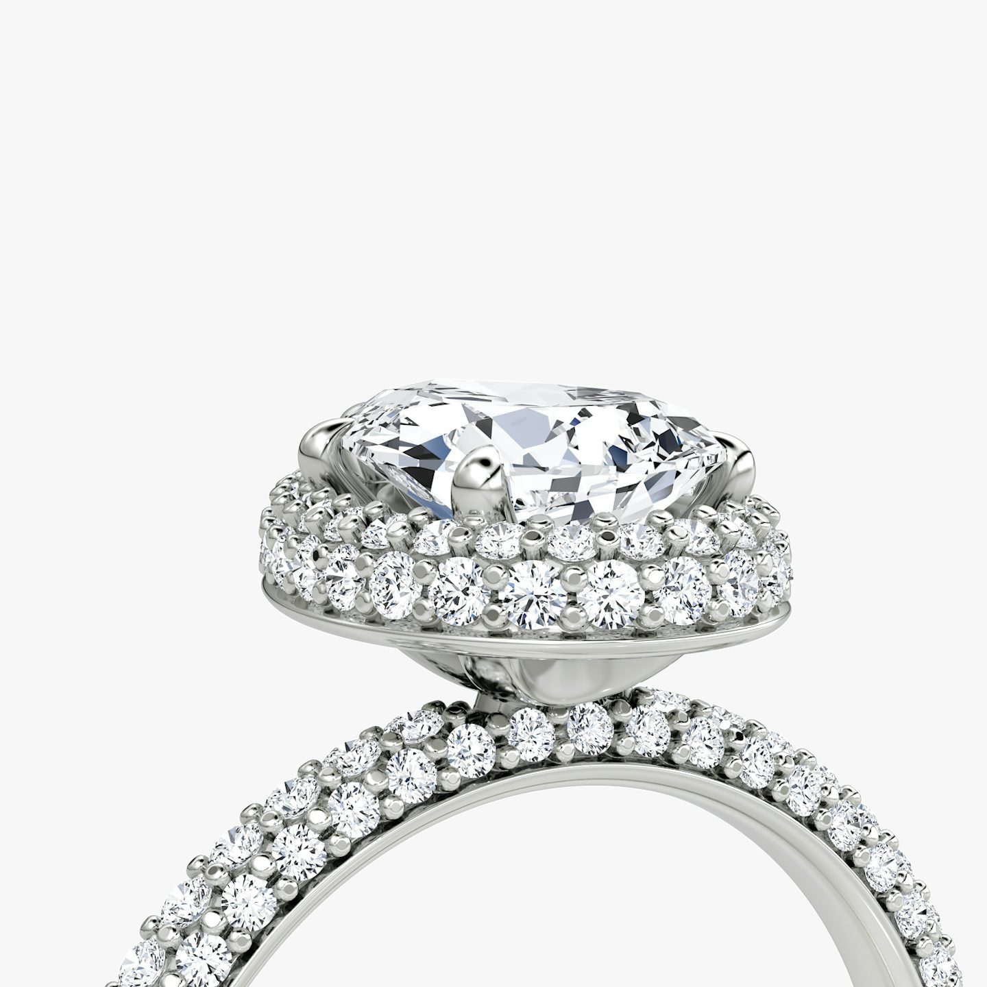 The Halo Dome | Pear | 18k | 18k White Gold | Band: Pavé | Diamond orientation: vertical | Carat weight: See full inventory