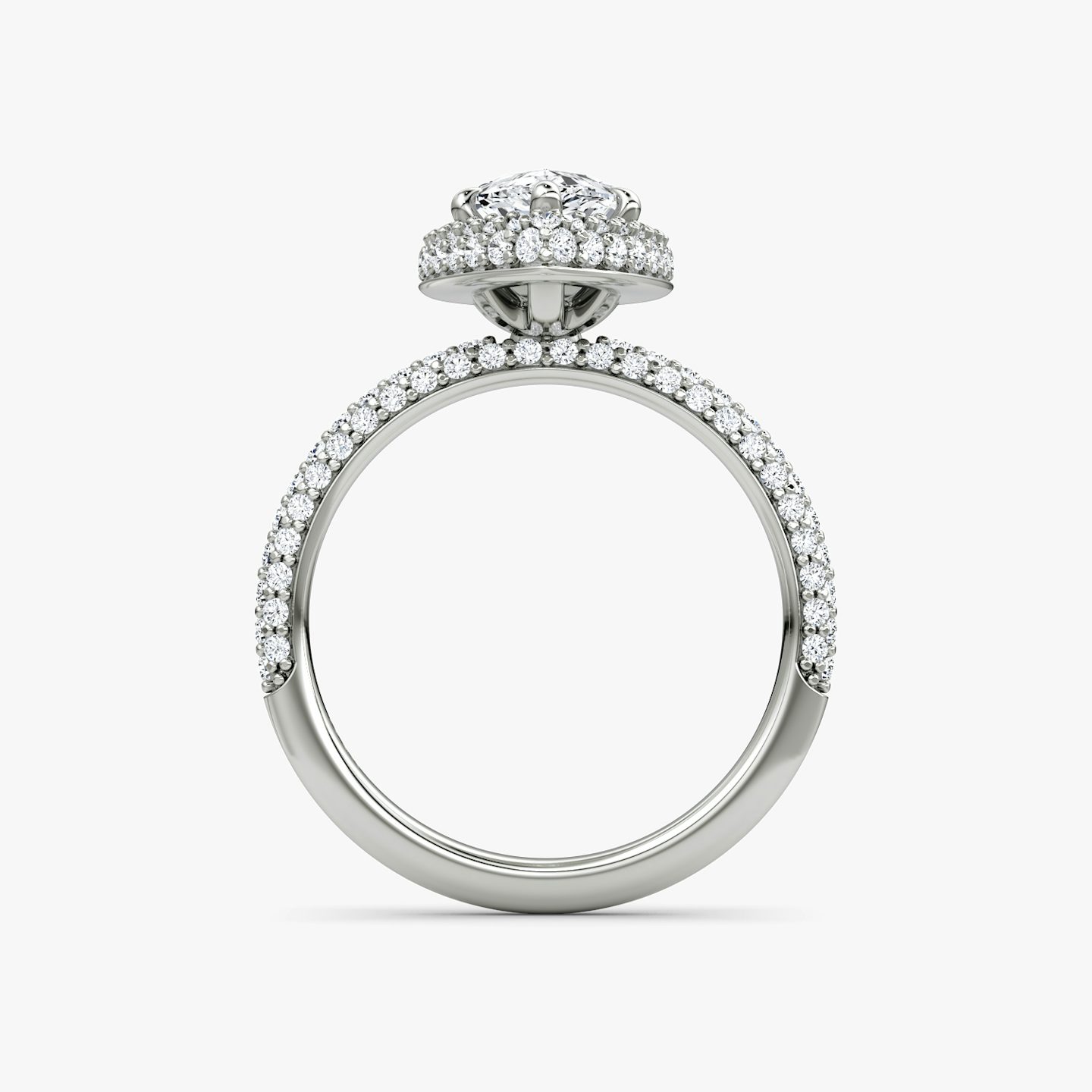 The Halo Dome | Pear | Platinum | Band: Pavé | Diamond orientation: vertical | Carat weight: See full inventory