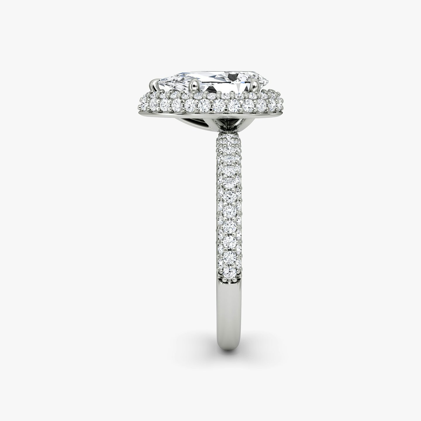 The Halo Dome | Pear | 18k | 18k White Gold | Band: Pavé | Diamond orientation: vertical | Carat weight: See full inventory