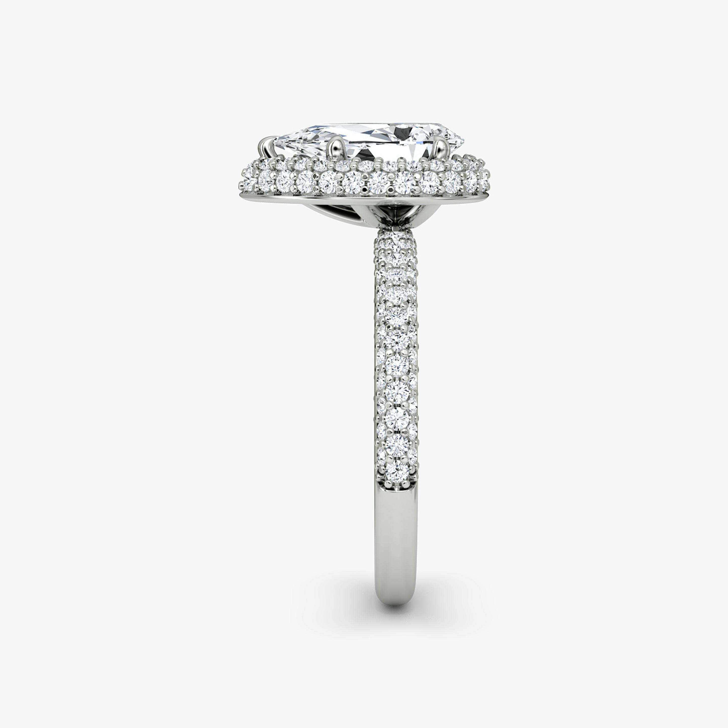 The Halo Dome | Pear | Platinum | Diamond orientation: vertical | Carat weight: See full inventory