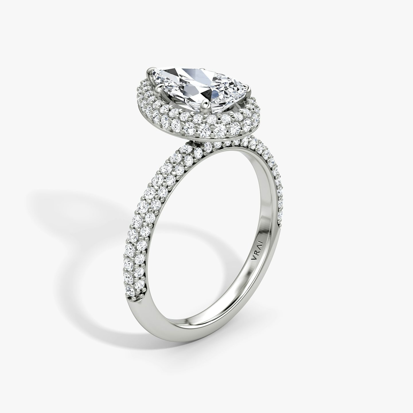 The Halo Dome | Pear | Platinum | Diamond orientation: vertical | Carat weight: See full inventory