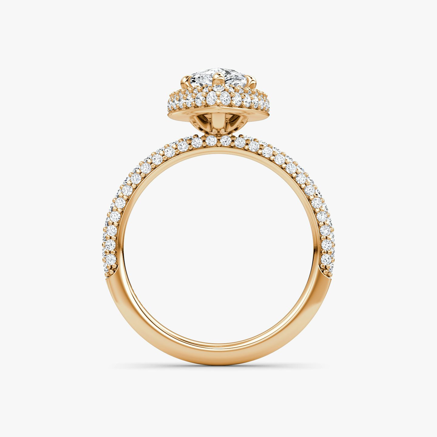 The Halo Dome | Pear | 14k | 14k Rose Gold | Band: Pavé | Diamond orientation: vertical | Carat weight: See full inventory