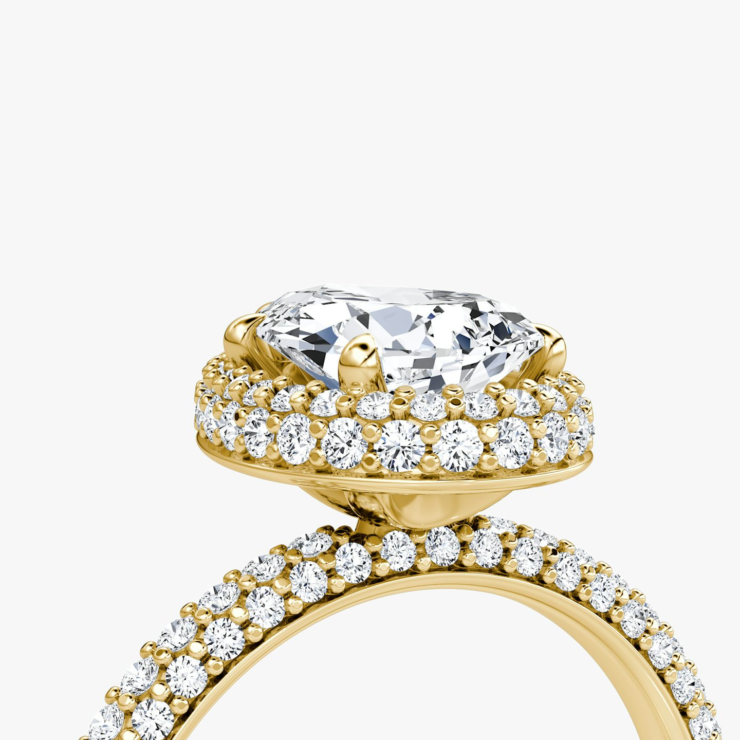 The Halo Dome | Pear | 18k | 18k Yellow Gold | Band: Pavé | Diamond orientation: vertical | Carat weight: See full inventory