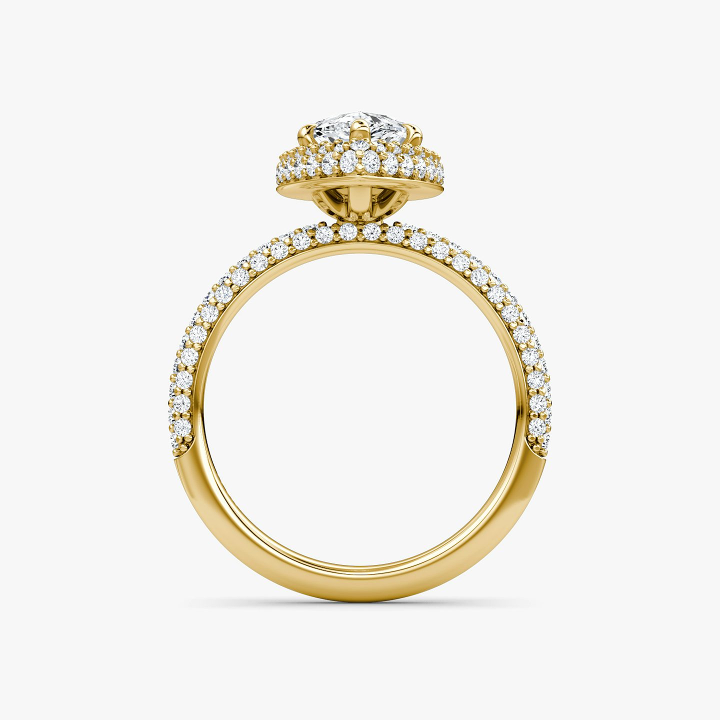 The Halo Dome | Pear | 18k | 18k Yellow Gold | Band: Pavé | Diamond orientation: vertical | Carat weight: See full inventory