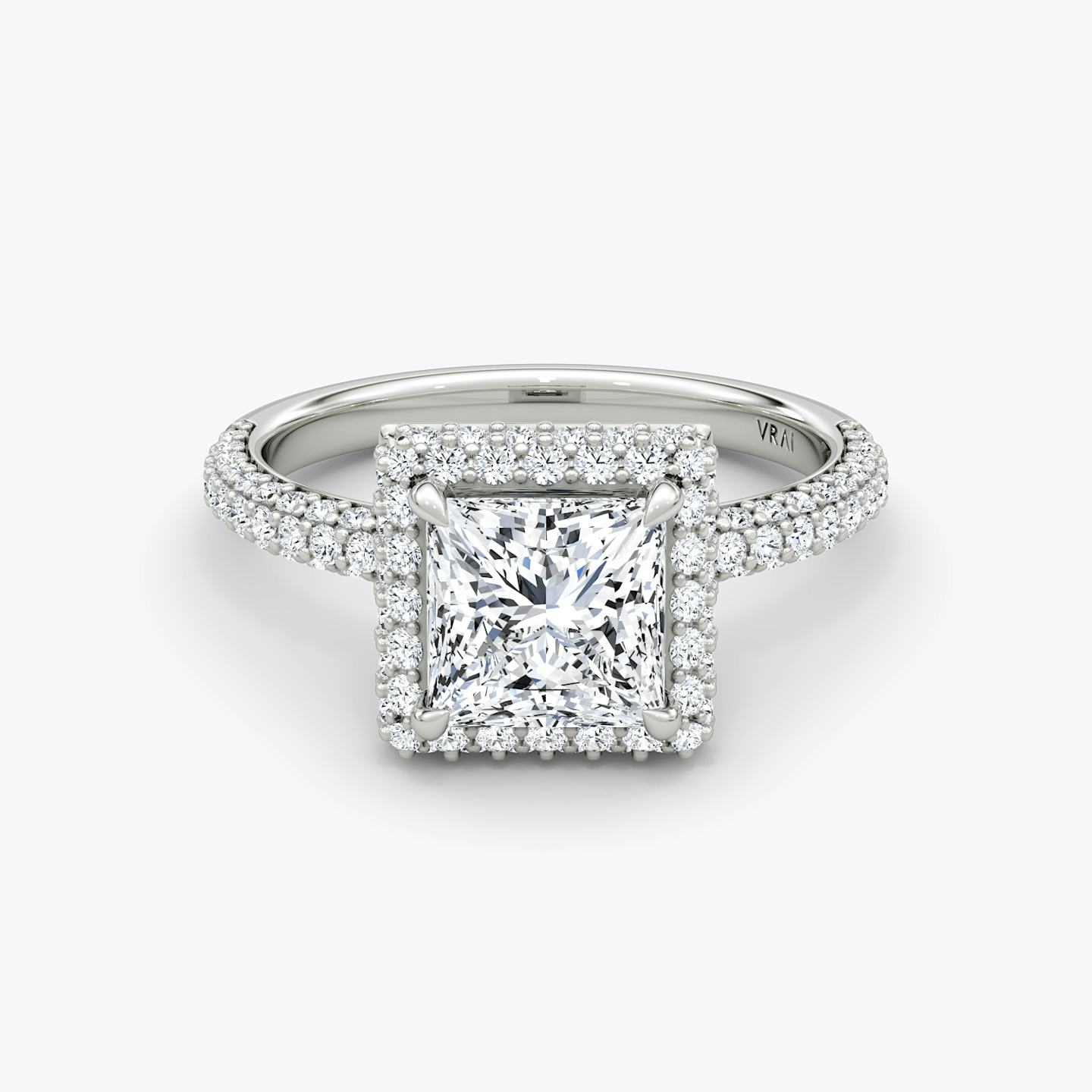 The Halo Dome | Princess | Platinum | Diamond orientation: vertical | Carat weight: See full inventory