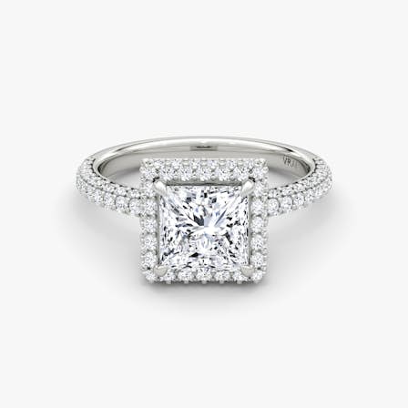 Halo Dome Princess Diamond Engagement Ring