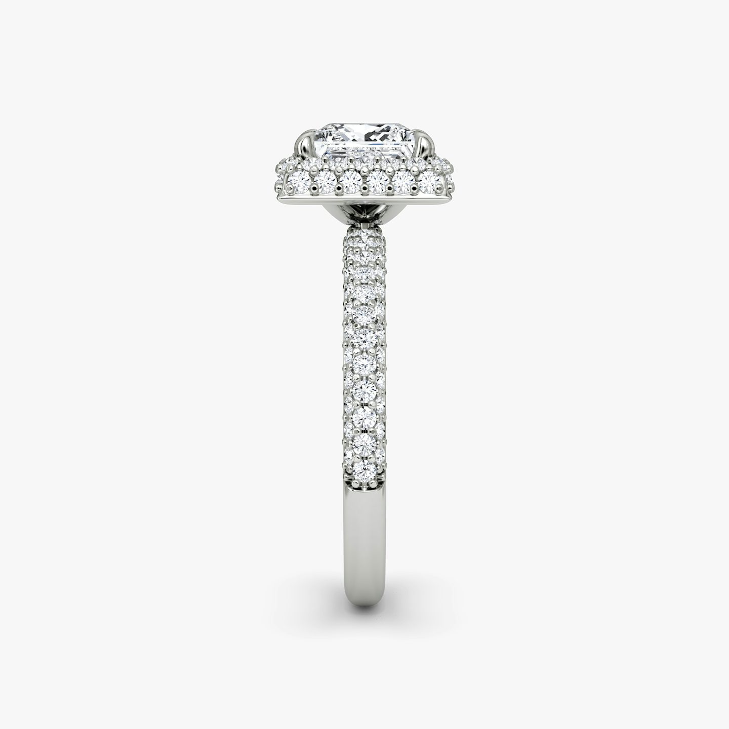 The Halo Dome | Princess | Platinum | Band: Pavé | Diamond orientation: vertical | Carat weight: See full inventory
