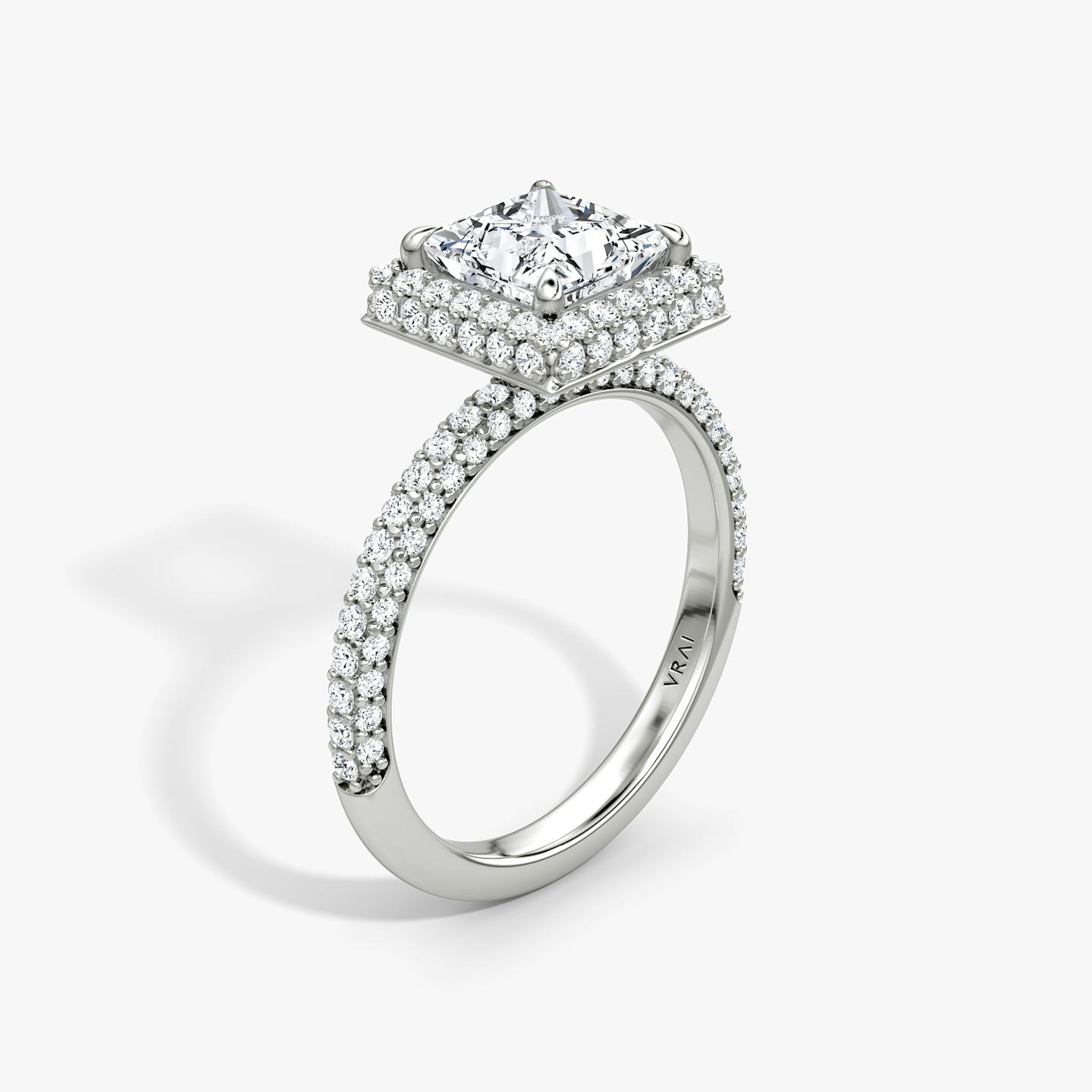 The Halo Dome | Princess | Platinum | Diamond orientation: vertical | Carat weight: See full inventory