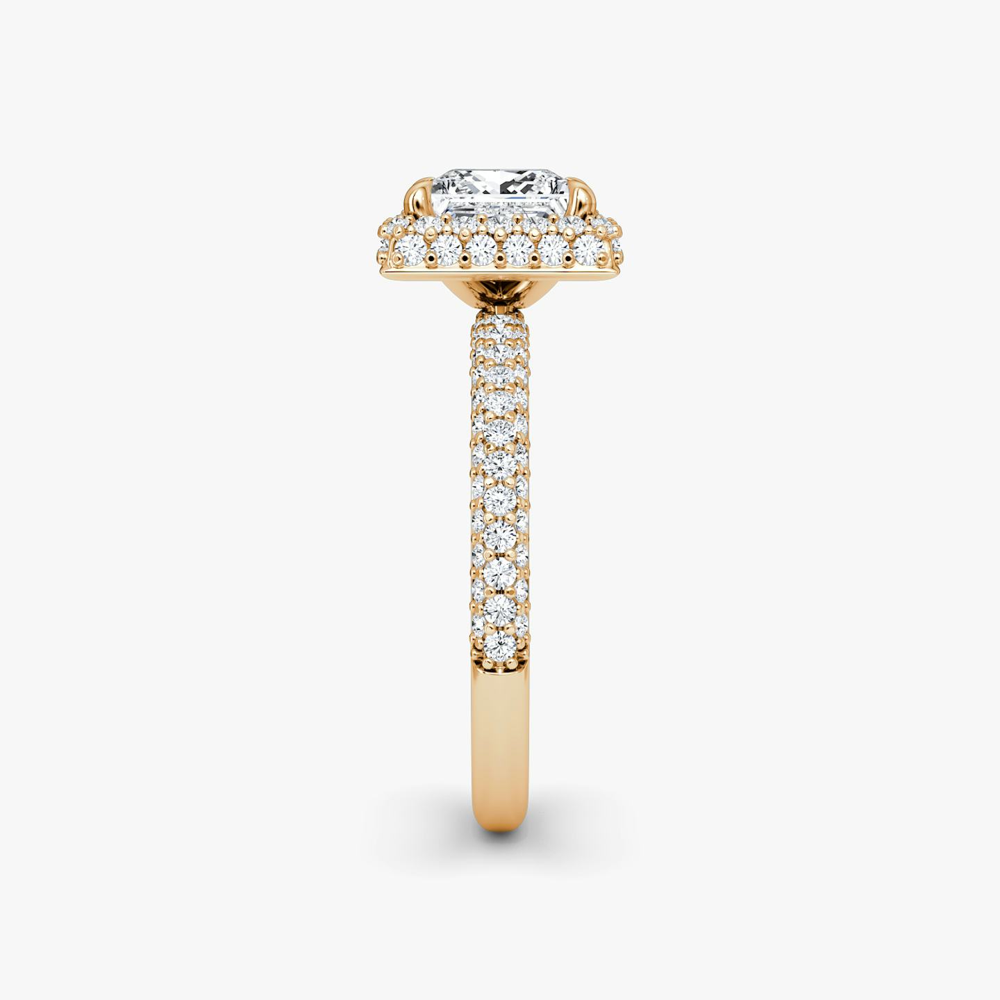 Anillo de compromiso Halo Dome | Princesa | 14k | Oro rosa de 14 quilates | Orientación de diamante: vertical | Peso en quilates: Ver stock total