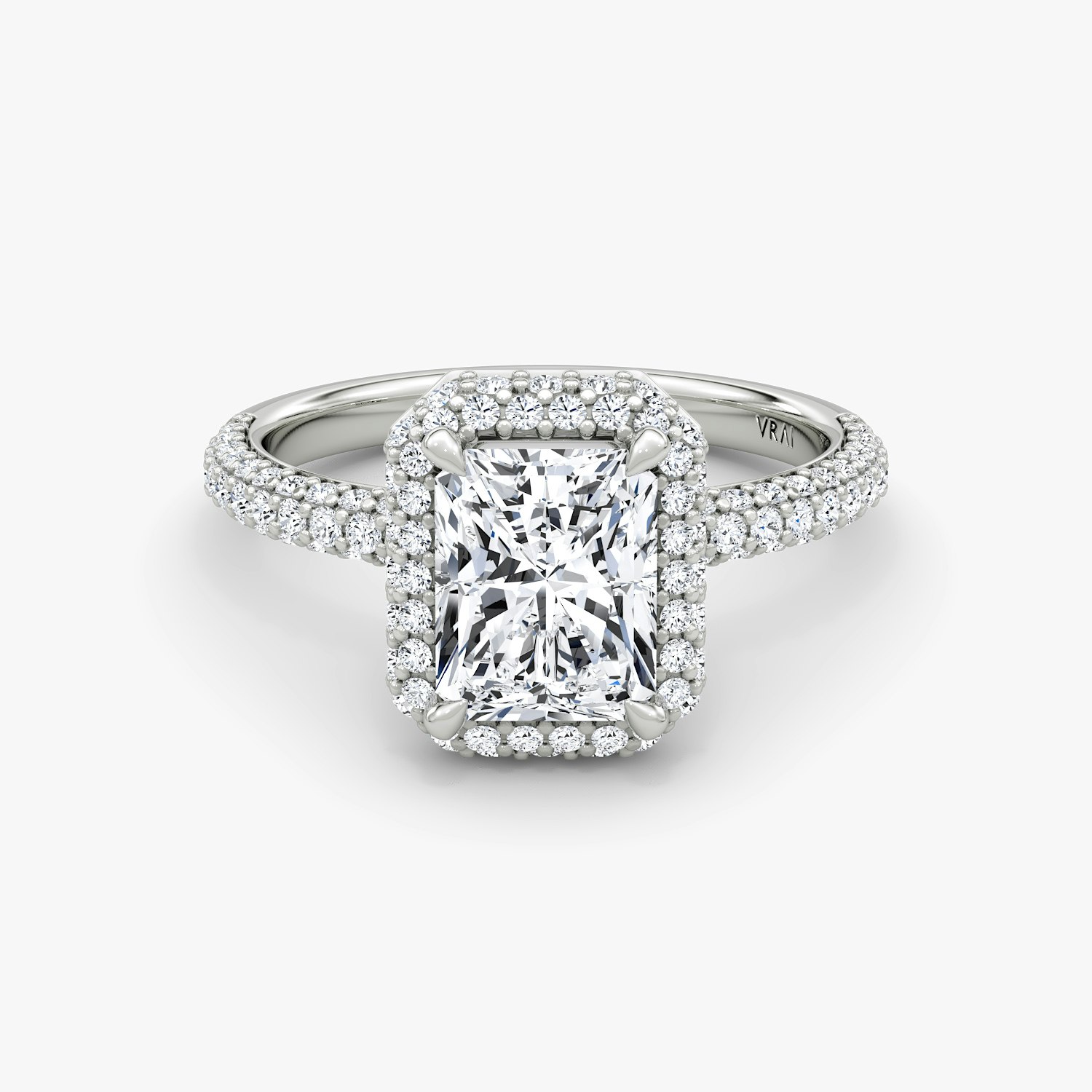 Halo Dome Radiant Engagement Ring | 18k White Gold