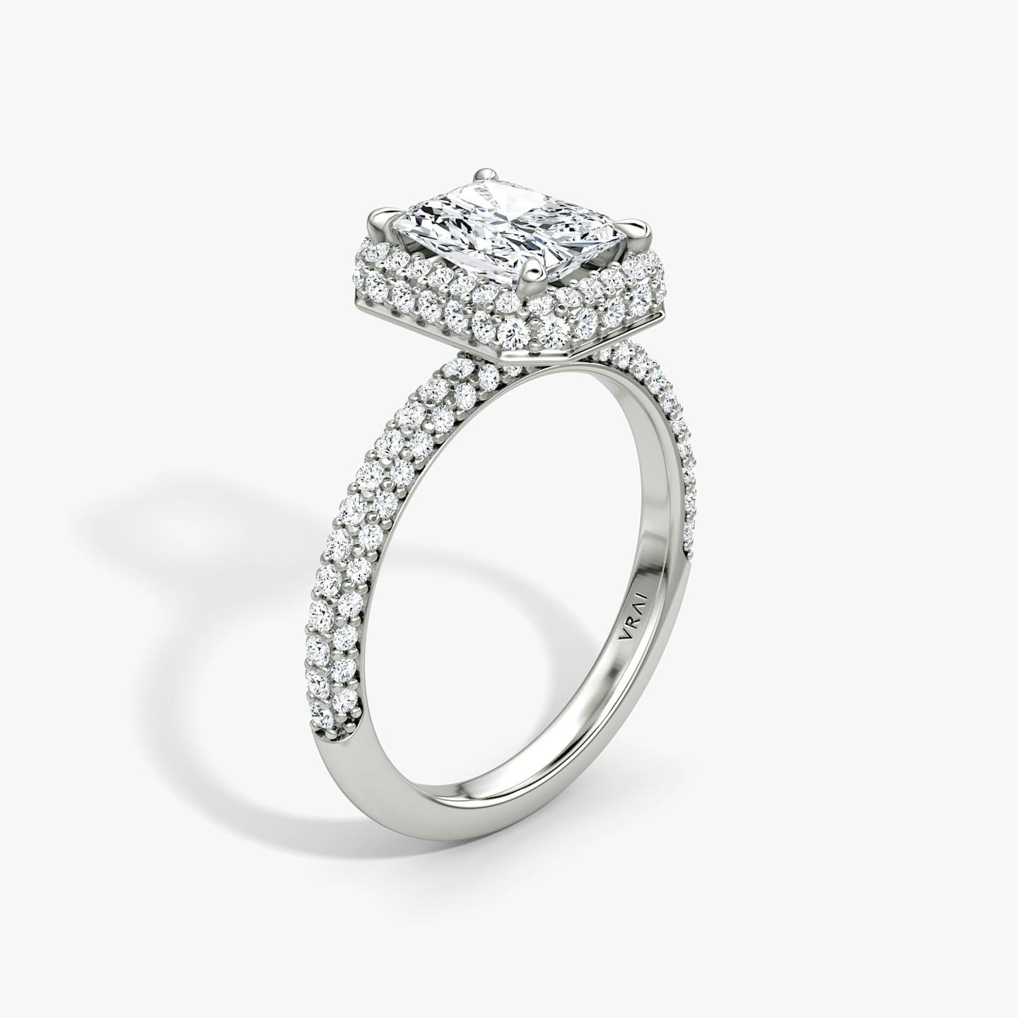 The Halo Dome | Radiant | 18k | 18k White Gold | Diamond orientation: vertical | Carat weight: See full inventory