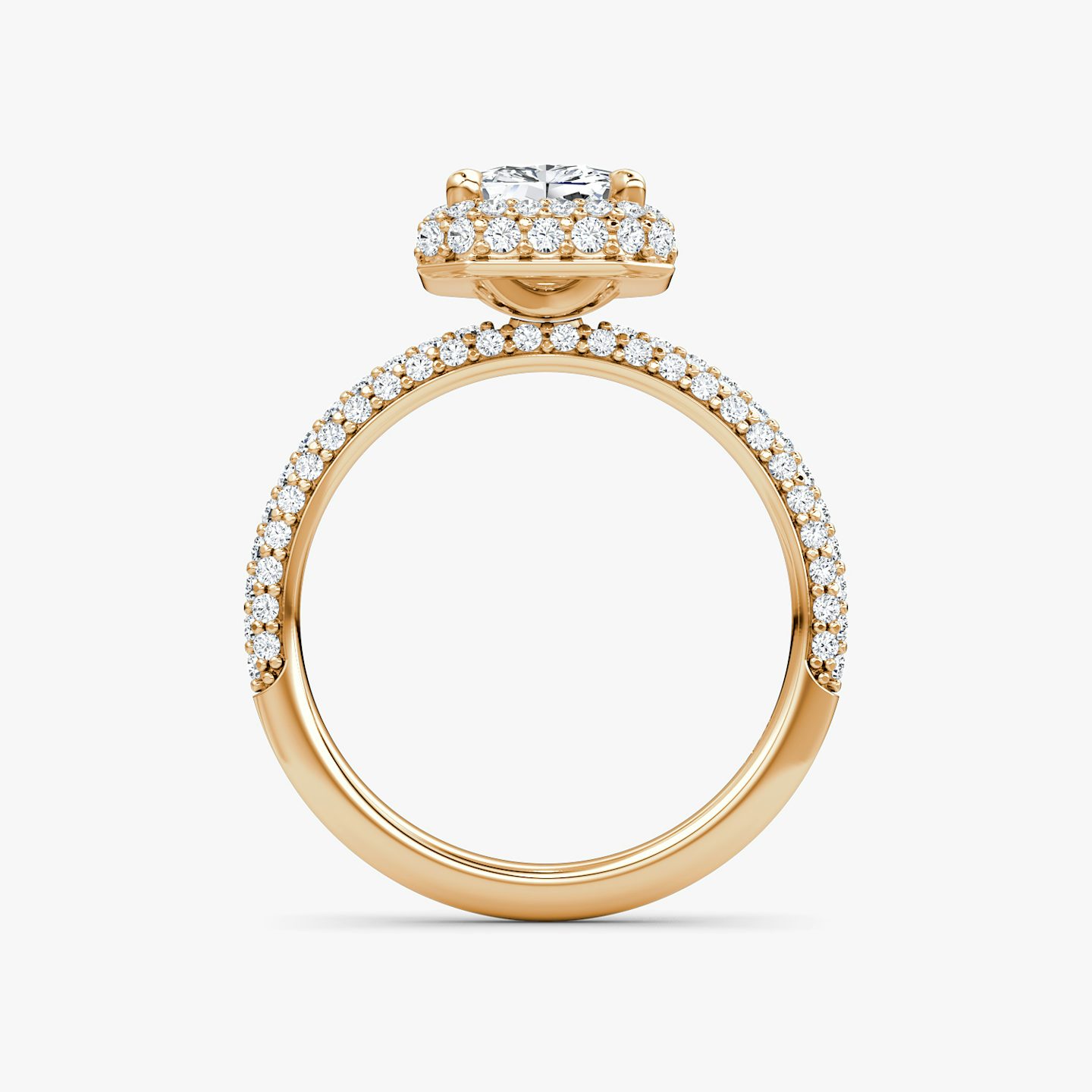 The Halo Dome | Radiant | 14k | 14k Rose Gold | Band: Pavé | Diamond orientation: vertical | Carat weight: See full inventory