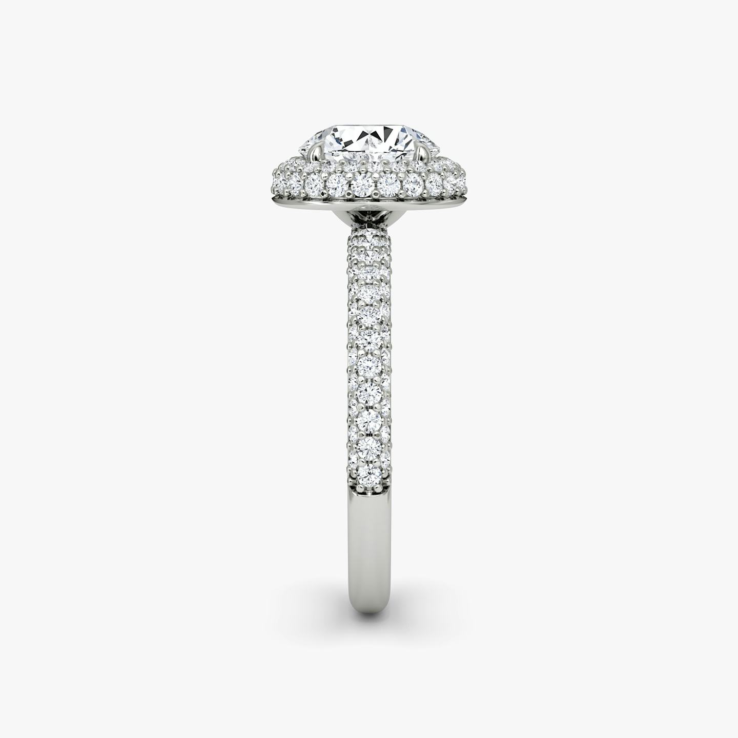 Anillo de compromiso Halo Dome | Brillante | 18k | Oro blanco de 18 quilates | Peso en quilates: 1 | Orientación de diamante: vertical