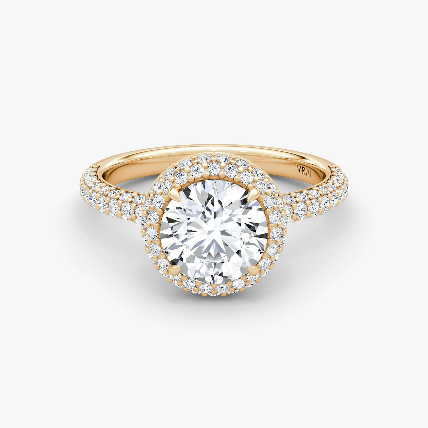 The Halo Dome | Round Brilliant | 14k | 14k Rose Gold | Band: Pavé | Carat weight: See full inventory | Diamond orientation: vertical