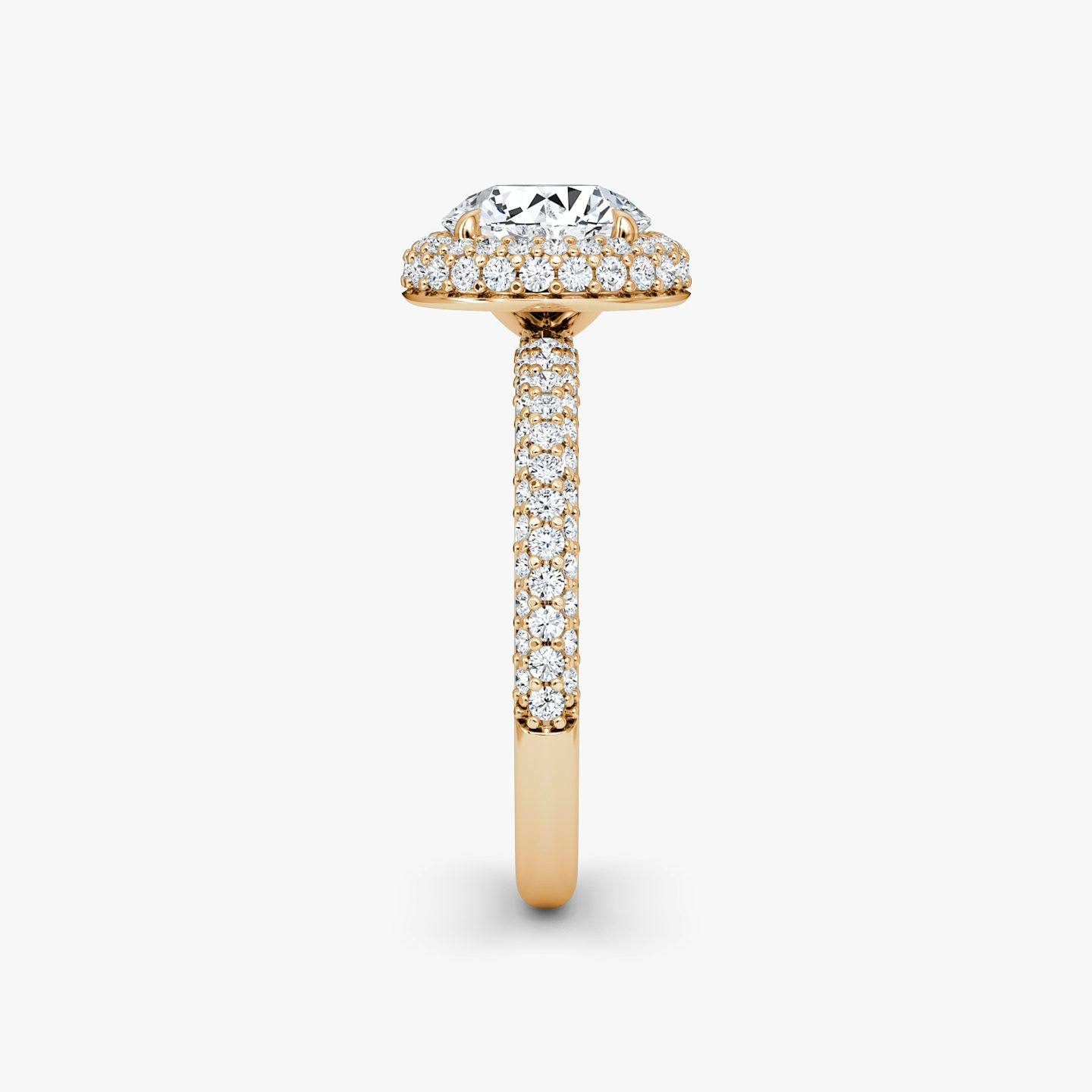 The Halo Dome | Round Brilliant | 14k | 14k Rose Gold | Band: Pavé | Carat weight: 2 | Diamond orientation: vertical