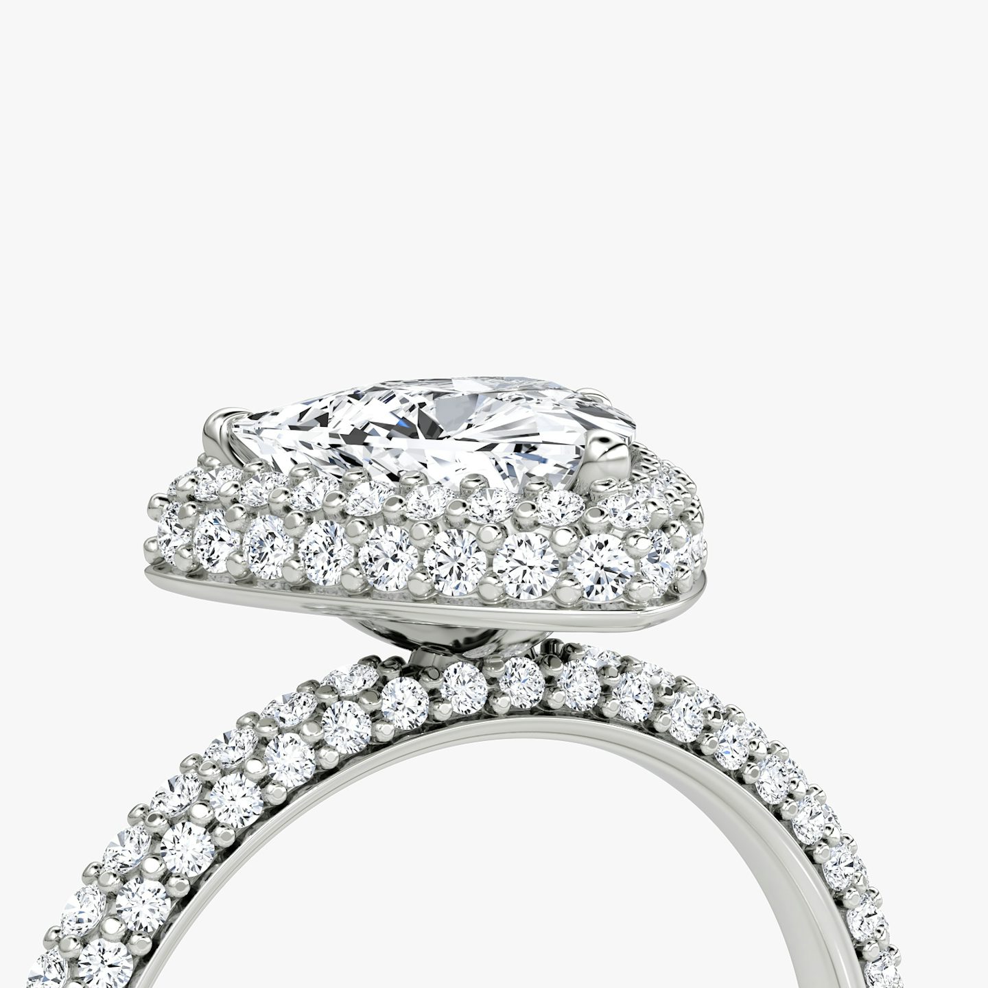 The Halo Dome | Trillion | Platinum | Band: Pavé | Diamond orientation: vertical | Carat weight: See full inventory