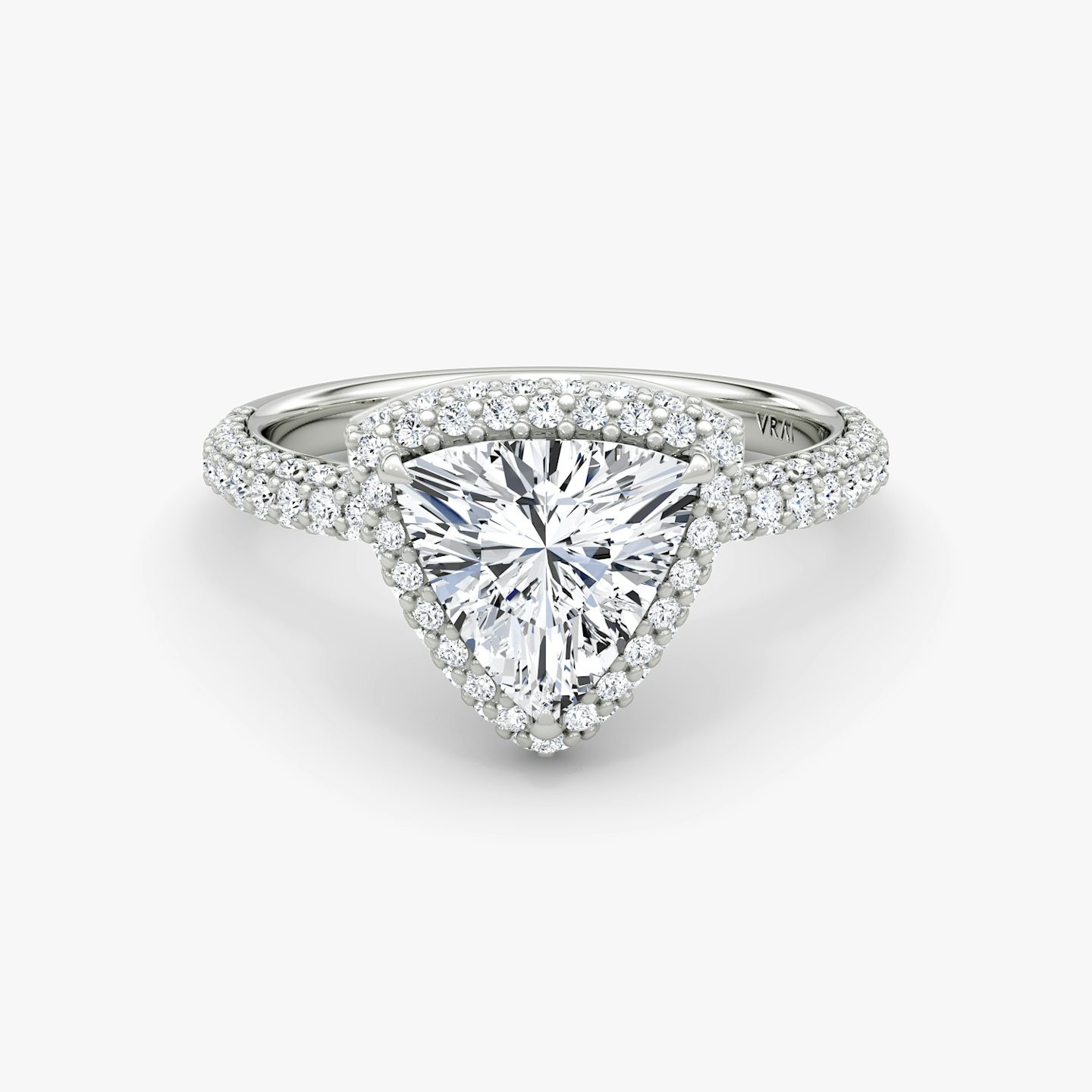The Halo Dome | Trillion | 18k | 18k White Gold | Band: Pavé | Diamond orientation: vertical | Carat weight: See full inventory