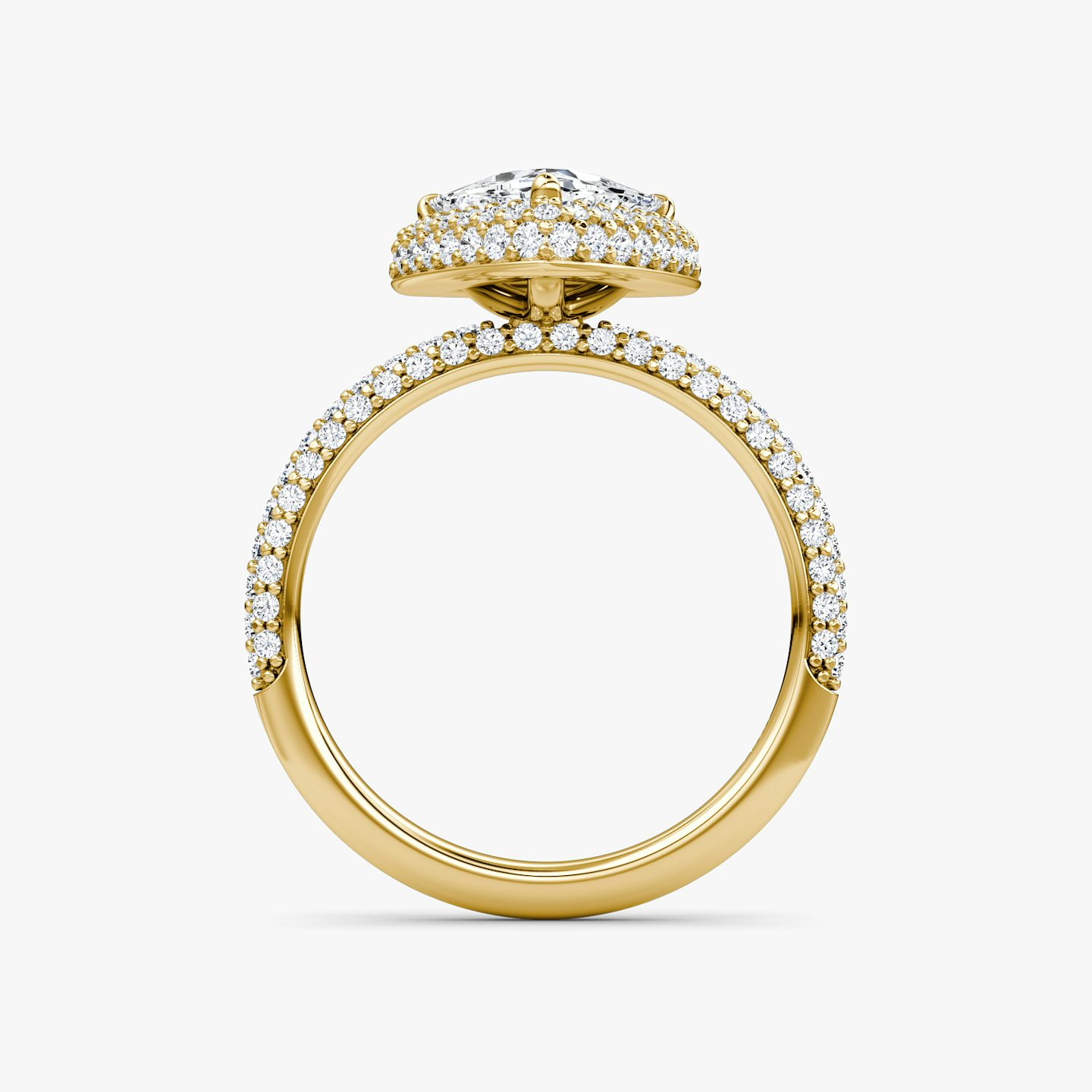 Anillo de compromiso Halo Dome | Trillón | 18k | Oro amarillo de 18 quilates | Orientación de diamante: vertical | Peso en quilates: Ver stock total