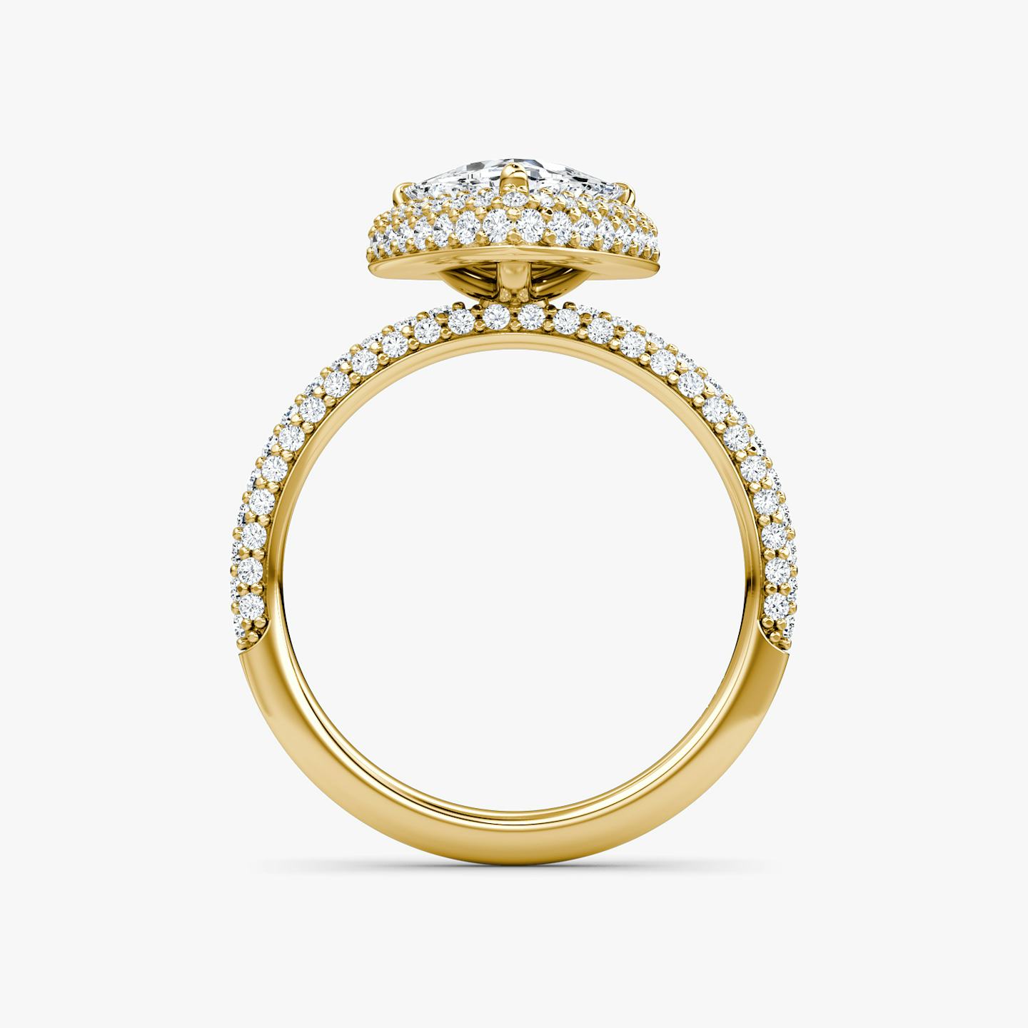 Anillo de compromiso Halo Dome | Trillón | 18k | Oro amarillo de 18 quilates | Orientación de diamante: vertical | Peso en quilates: Ver stock total