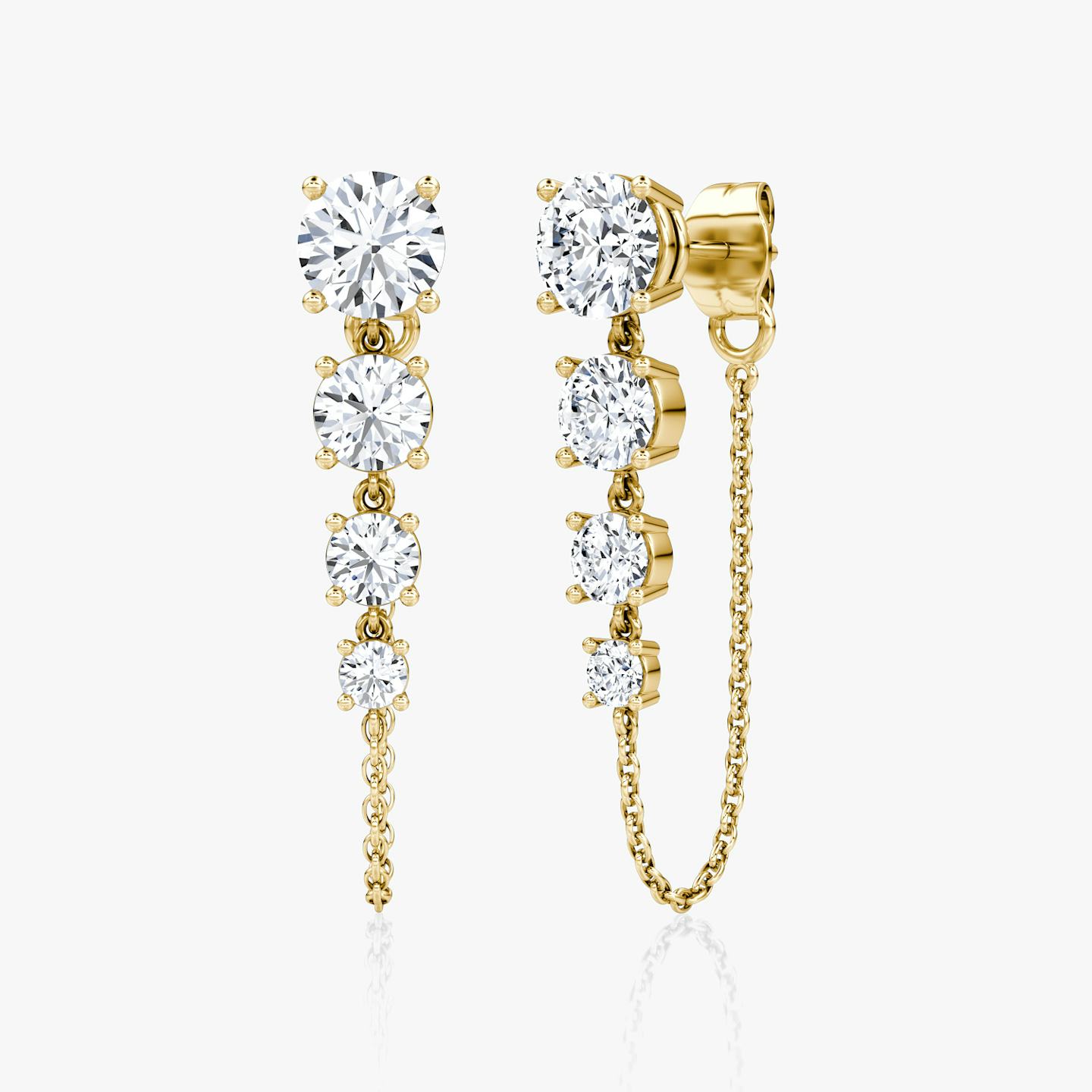 Linked Tennis Earring | Round Brilliant | 14k | 18k Yellow Gold | Carat weight: 1.60