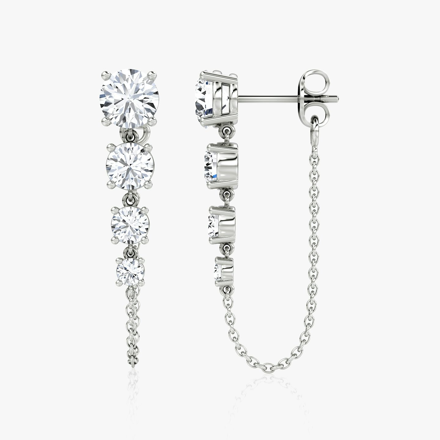 Linked Tennis Earring | Round Brilliant | 14k | 18k White Gold | Carat weight: 1.60