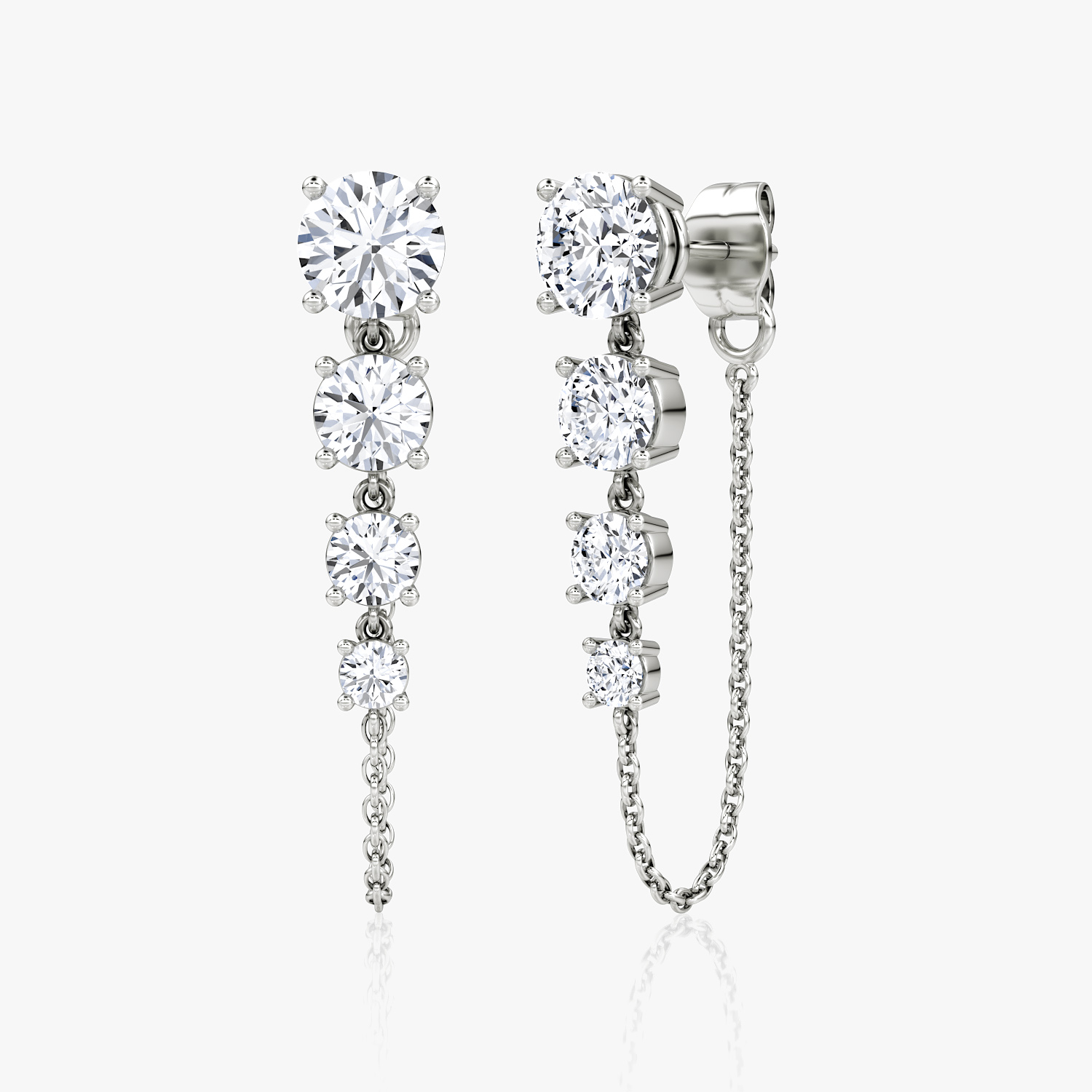 VRAI Linked Tennis Round Brilliant Earrings | 14k White Gold
