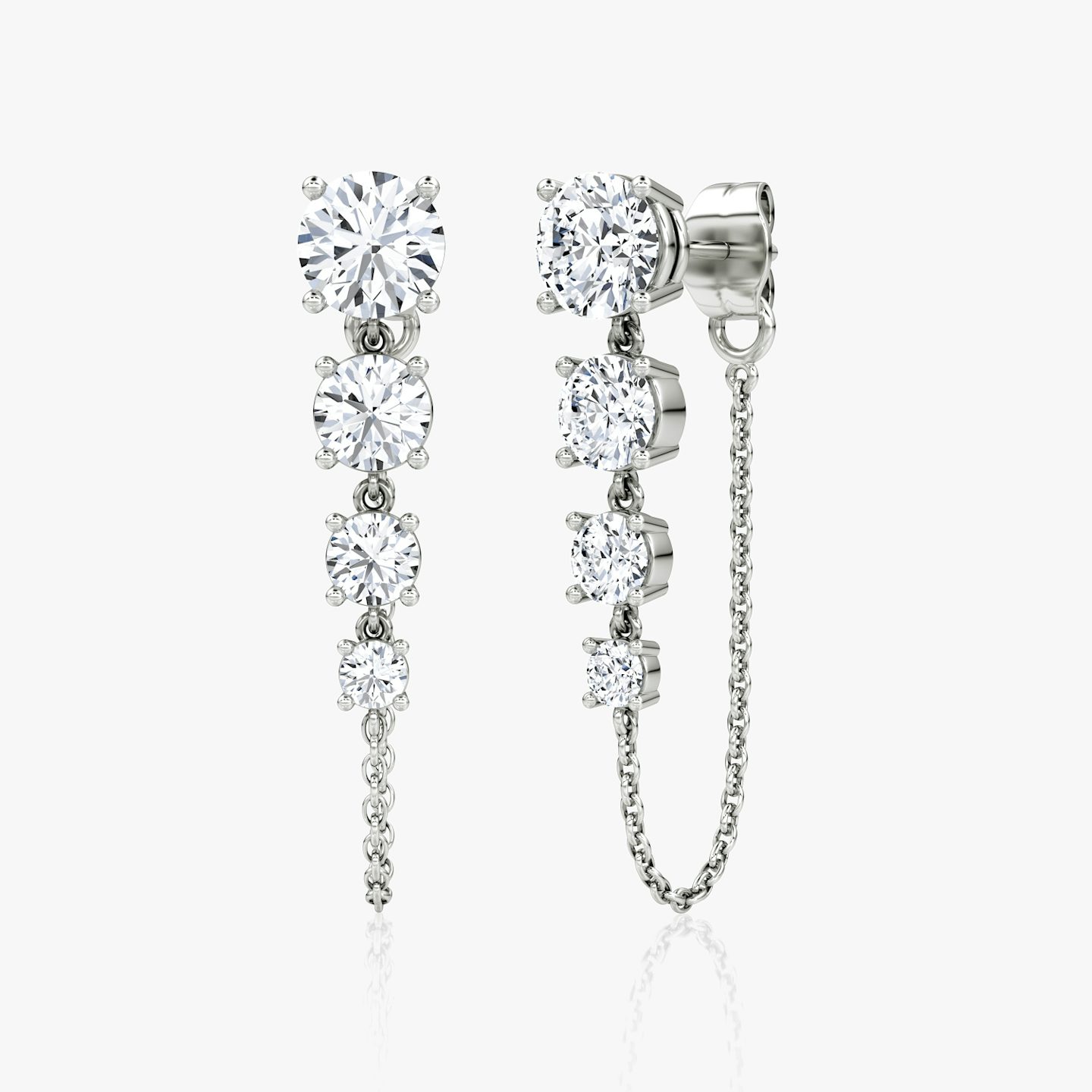 Linked Tennis Earring | Round Brilliant | 14k | 18k White Gold | Carat weight: 1.60