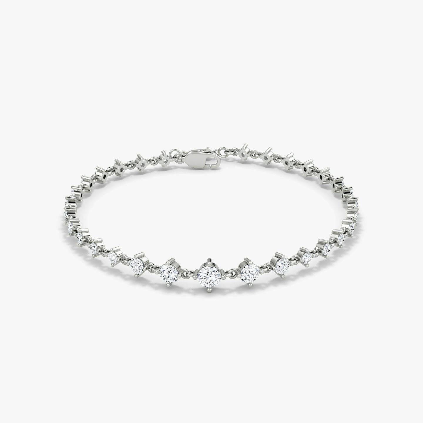 Bracelet Infinity Linked Tennis | Rond Brillant | 14k | Or blanc 18 carats | Poids en carats: 1.70 | Longueur de la chaîne: 6.5