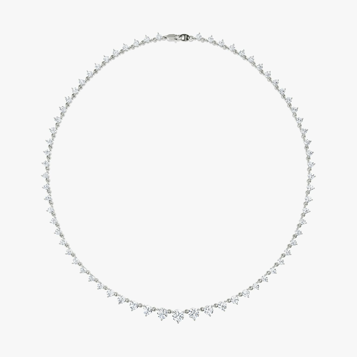 Infinity Linked Tennis Necklace | Round Brilliant | 14k | 18k White Gold | Carat weight: 13 | Chain length: 16-18