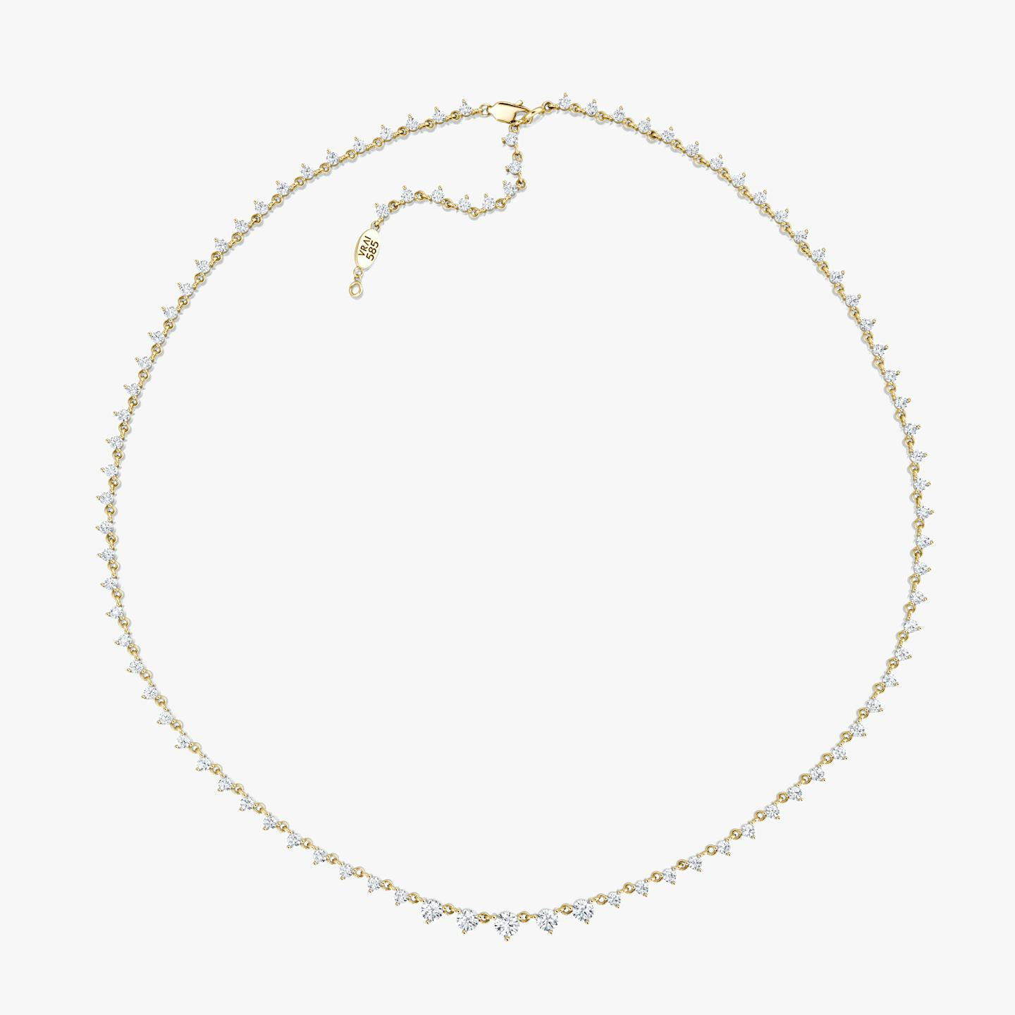 Infinity Linked Tennis Necklace | Round Brilliant | 14k | 18k Yellow Gold | Carat weight: 4¼ | Chain length: 16-18