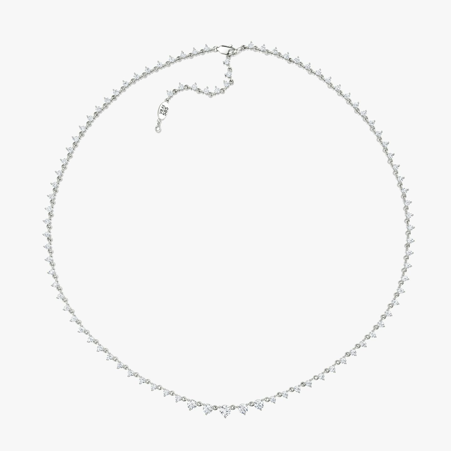 Infinity Linked Tennis Necklace | Round Brilliant | 14k | 18k White Gold | Carat weight: 4¼ | Chain length: 16-18