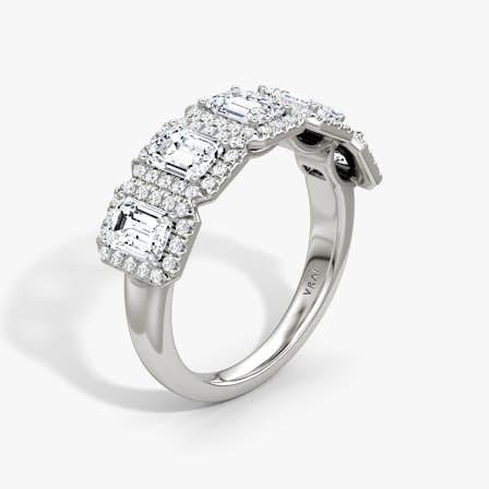 Unisex Halo Emerald Wedding Ring