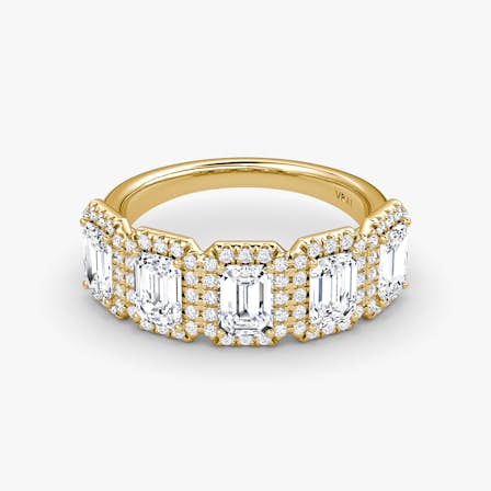 Halo Five Stone Emerald Band