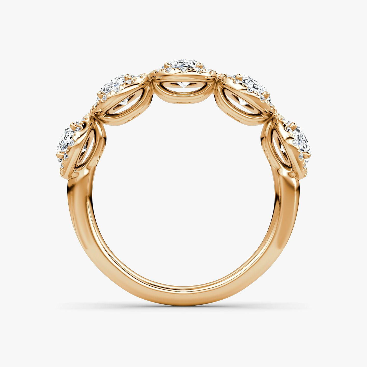 The Five Stone Halo Band | Oval | 14k | 14k Rose Gold