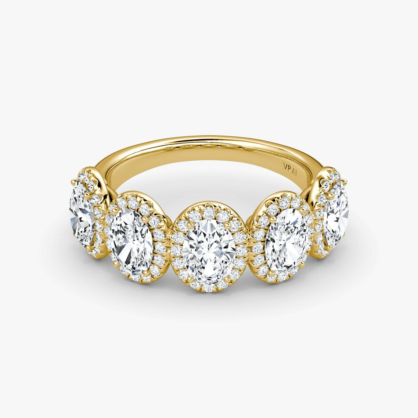 The Five Stone Halo Band | Oval | 18k | 18k Yellow Gold