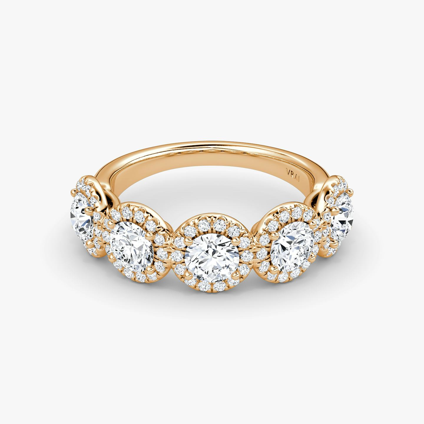 The Five Stone Halo Band | Round Brilliant | 14k | 14k Rose Gold