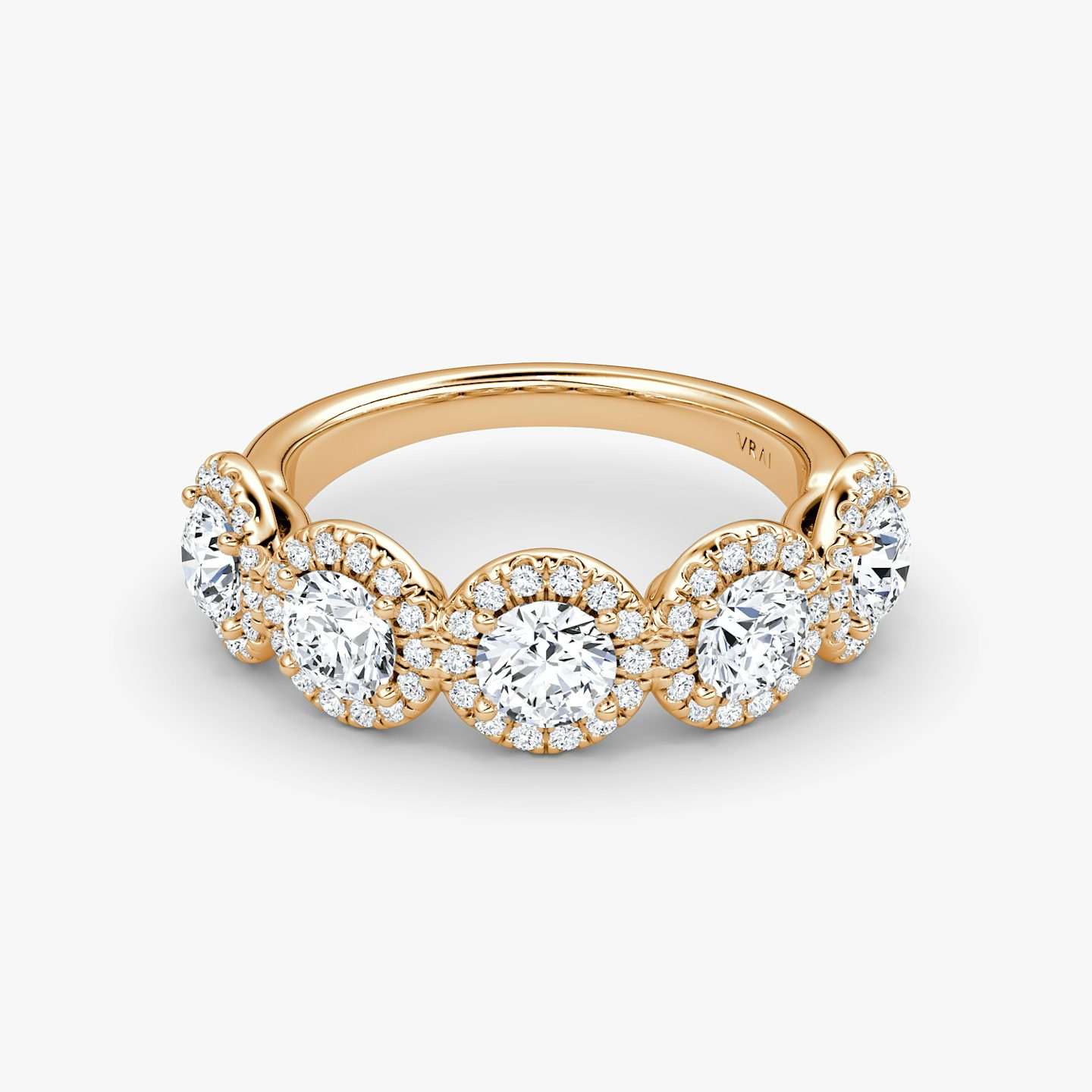 Alliance Five Stone Halo | Rond Brillant | 14k | Or rose 14 carats