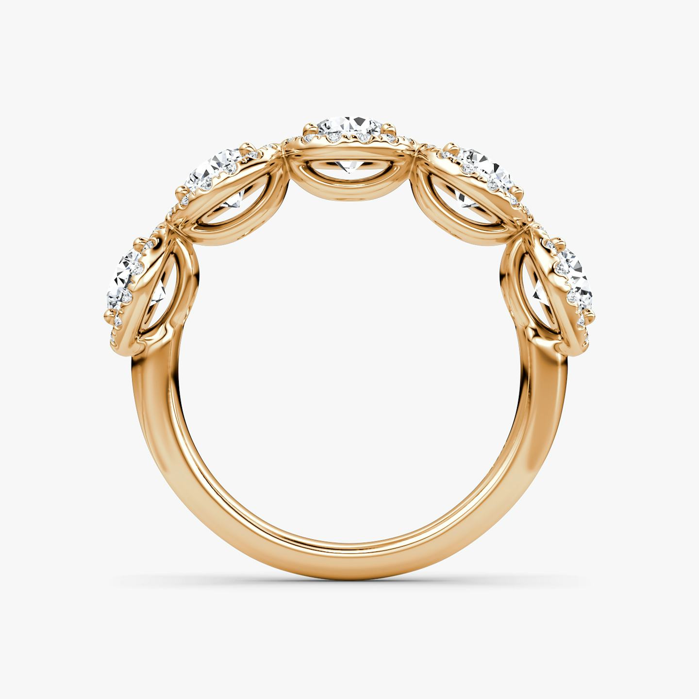 The Five Stone Halo Band | Round Brilliant | 14k | 14k Rose Gold