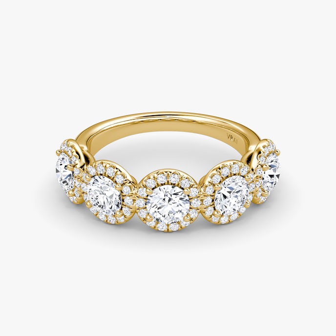 Five Stone Halo EheringRund | Yellow Gold