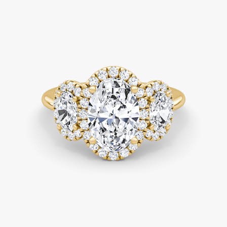 Three Stone Halo Oval Diamond Non-engagement ring