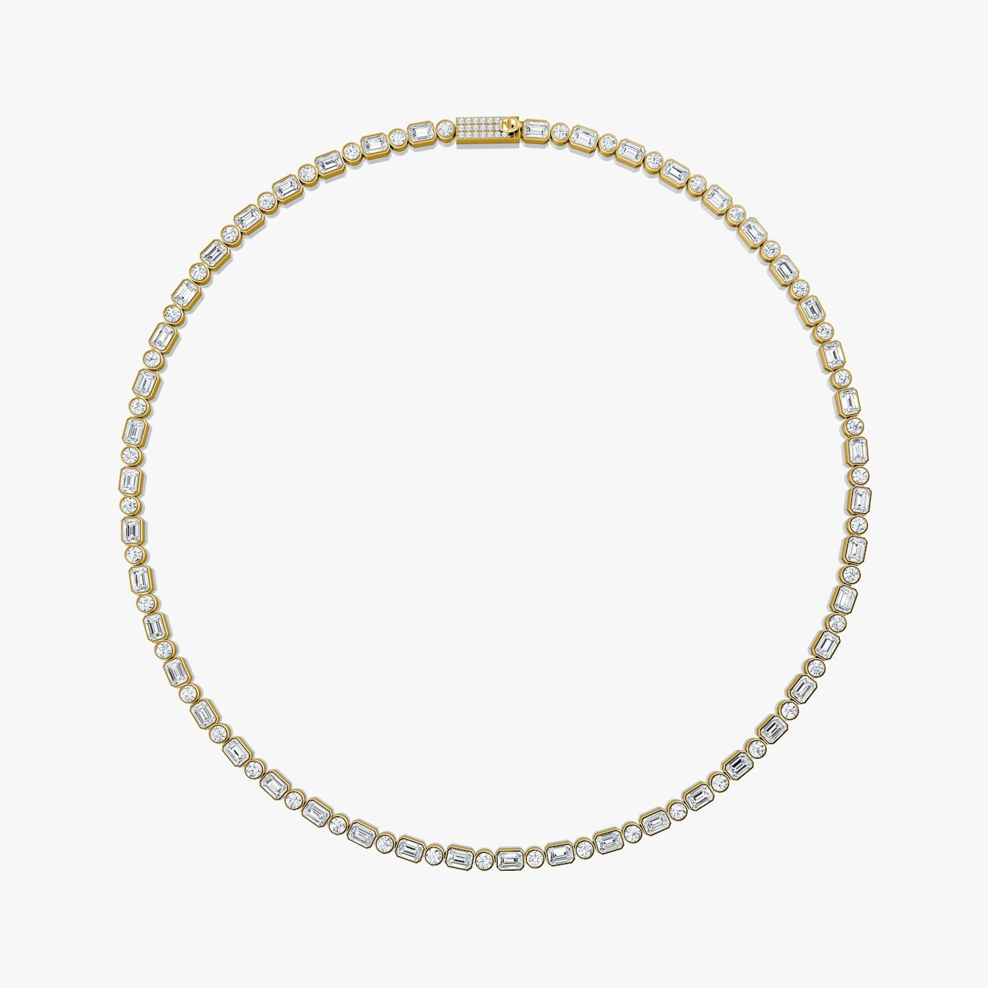 Collar de Tenis Mixed Bezel | Brillante y Esmeralda | 14k | Oro amarillo de 18 quilates | Longitud de la cadena: 18